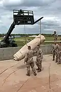 Transport of a folded 20,000 gallon tank