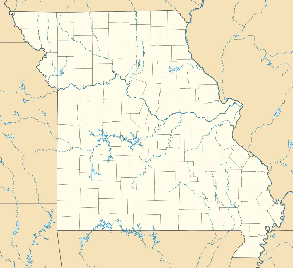 Map showing the location of Bennett Spring State Park