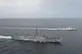 KRI Sultan Hasanuddin and USS&nbsp;Rodney M. Davis in Strait of Malacca in October 2014.