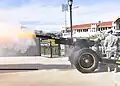 Soldiers of the 169th Field Artillery Brigade, Colorado Army National Guard, fire a M1897 ceremonial gun.