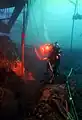 Diver over the wreck of USS Monitor