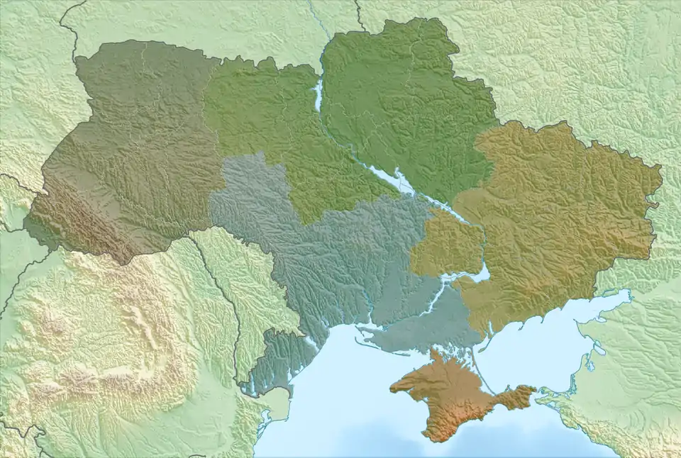 Ukrainian Ground Forces is located in Ukraine Relief Location Map - Ground Forces Operational Commands