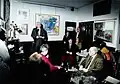 Víctor García de la Concha in one presentation in Café Novelty of Salamanca, in 1995, with authors Manuel Fernández Álvarez and Paco Novelty.