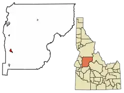 Location of Cascade in Valley County, Idaho.