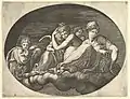 Venus and Cupid, Two Other Goddesses, and a Putto, from a series of eight compositions after Francesco Primaticcio's designs for the ceiling of the Ulysses Gallery (destroyed 1738-39) at Fontainebleau