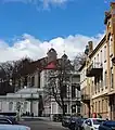 View towards the church from one of the Vilnius Old Town streets in 2023