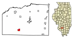 Location of Oakdale in Washington County, Illinois.