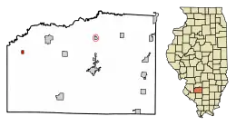 Location of Venedy in Washington County, Illinois.
