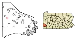 Location of West Middletown in Washington County, Pennsylvania.