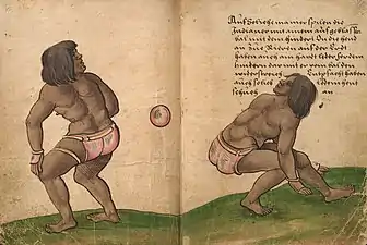 Indigenous people playing ball p.&nbsp;10-11