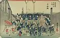 View from the bridge in Tokyo from the series of 53 Tokaido stations (Japan)