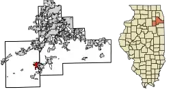 Location within counties and Illinois