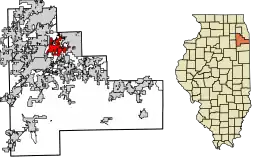 Location of Lockport in Will County, Illinois.
