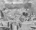 Clearing debris at the explosion site
