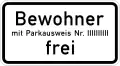 Residents with permit No. ... allowed