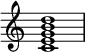 {
\override Score.TimeSignature #'stencil = ##f
\relative c' {
\clef treble \time 4/4
<c e g b d>1
} }