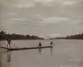 A boat crossing the Opak River.